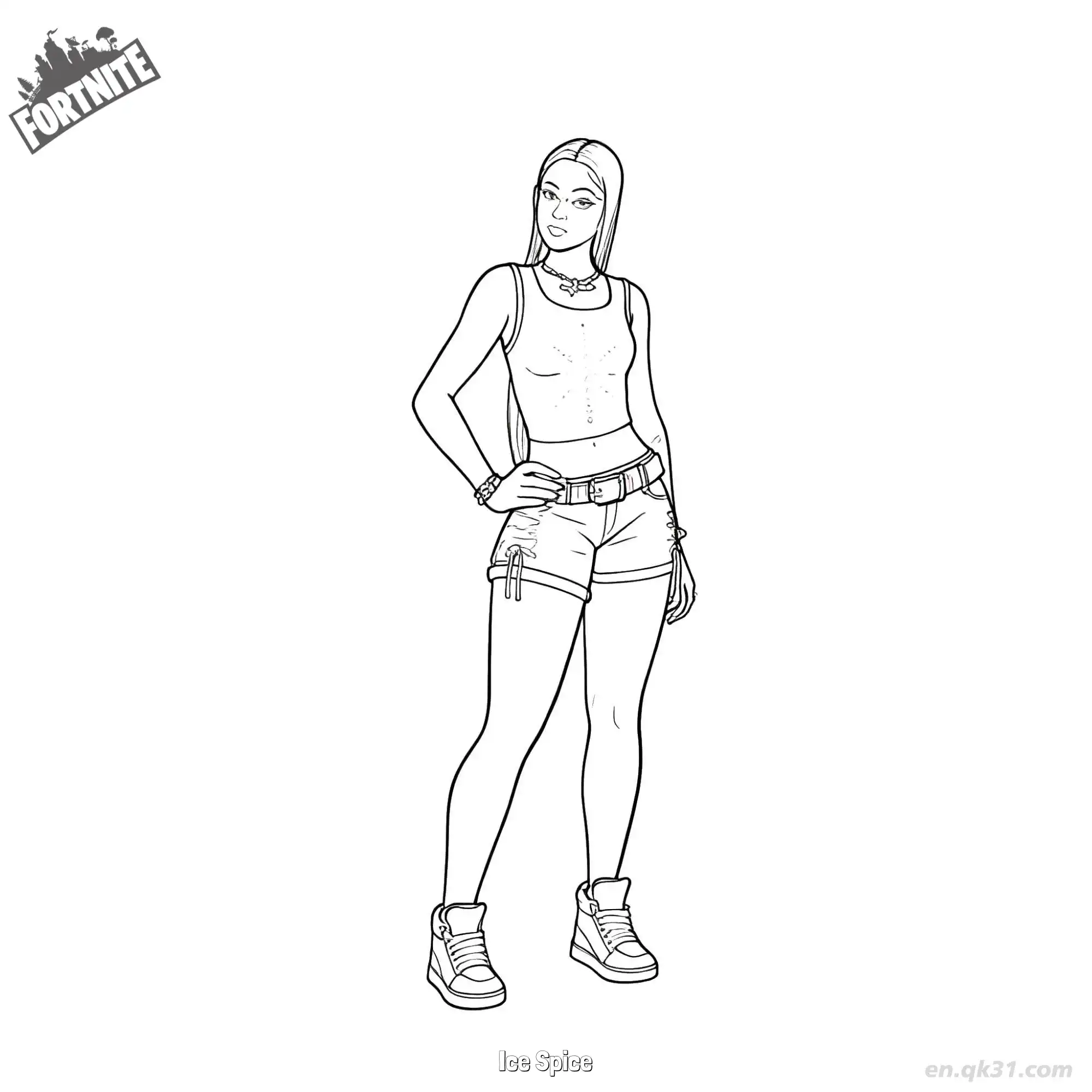 免费 冰雪辣妹 02简笔画 素描 涂鸦 - 免费可打印堡垒之夜 下载PDF 简笔画涂色页